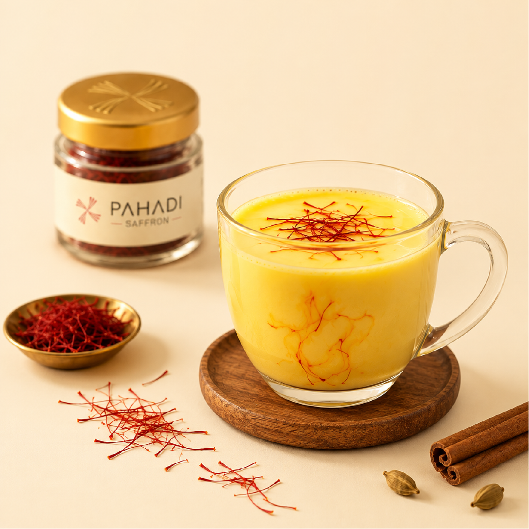 Premium Saffron strands in warm milk
